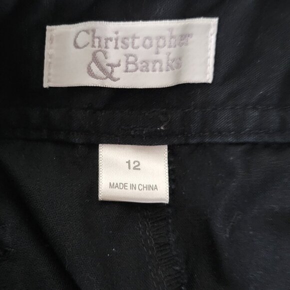 Christopher and Banks Capris 12 Women's Black Nautical Drawstring Tab Cuffs - Picture 4 of 4